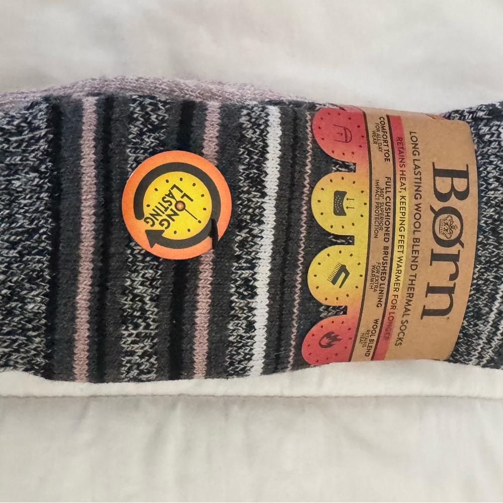 Born Wool Blend Thermal Socks - Black, Gray, Pink